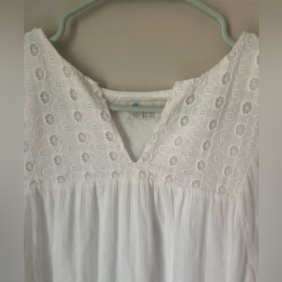 Boden White Cotton Gauze Material Eyelet Midi Dress Size 8 - Picture 4 of 14
